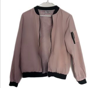 Light Pink Bomber Jacket with Black Trim